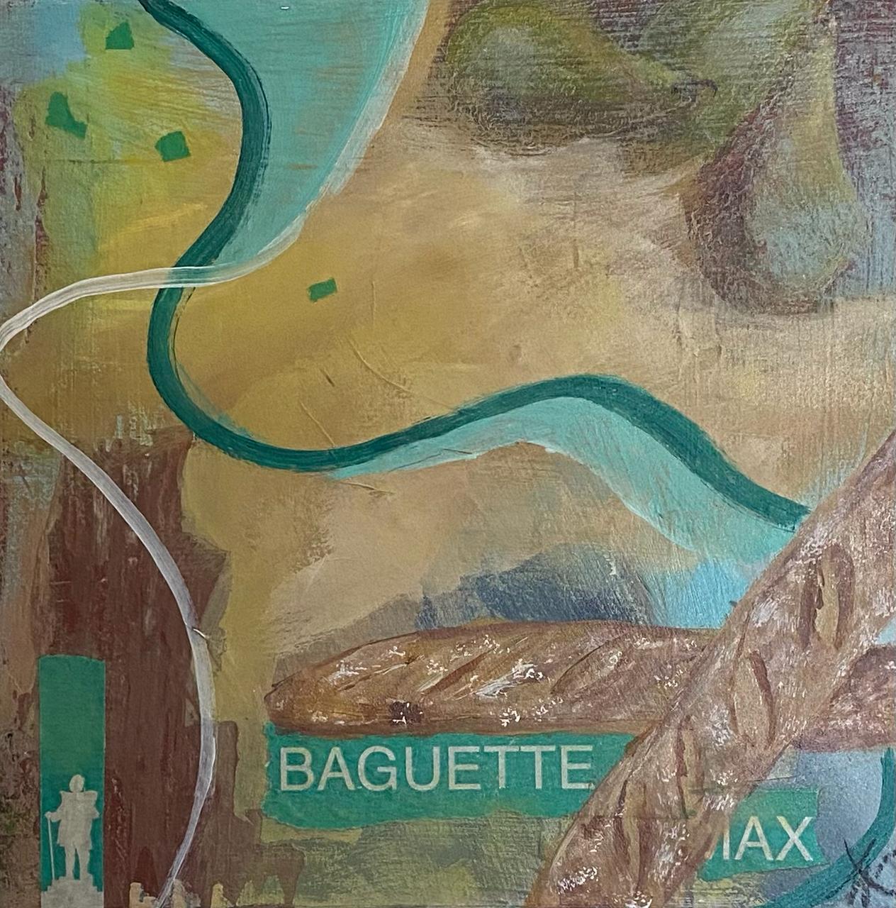 Acrylbild Baguette von Angelina W., 30 x 30 cm weiß gerahmt mit Schattenfuge